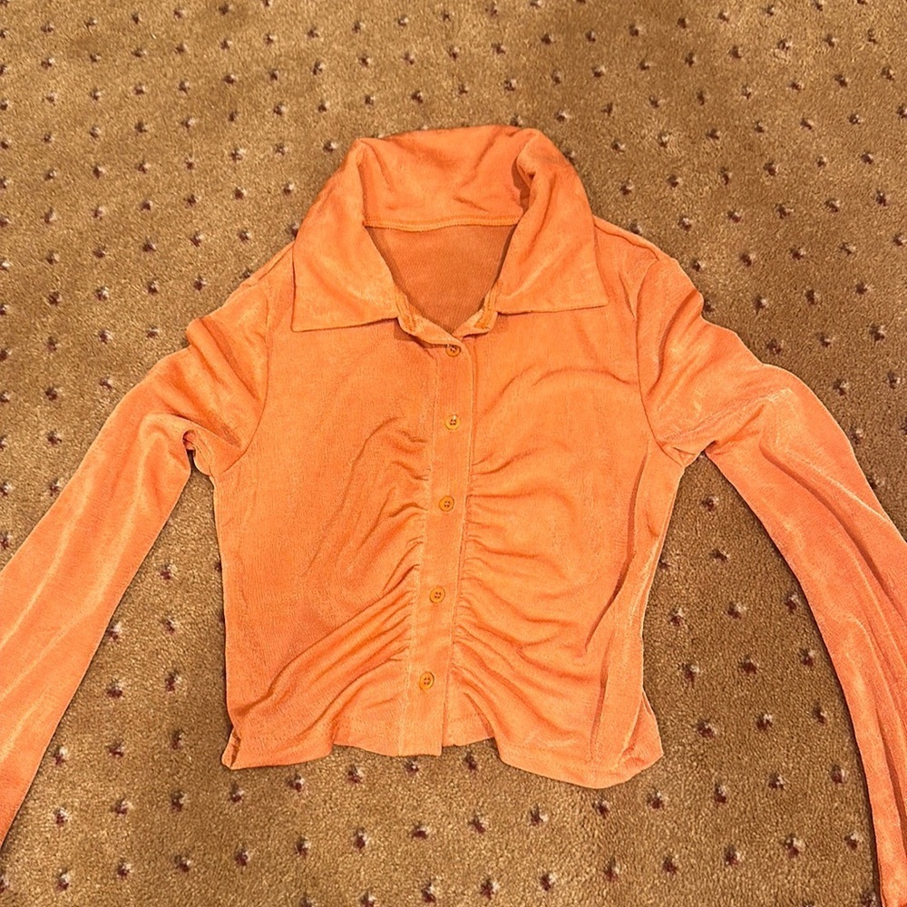 Orange Long Sleeve Crop Top